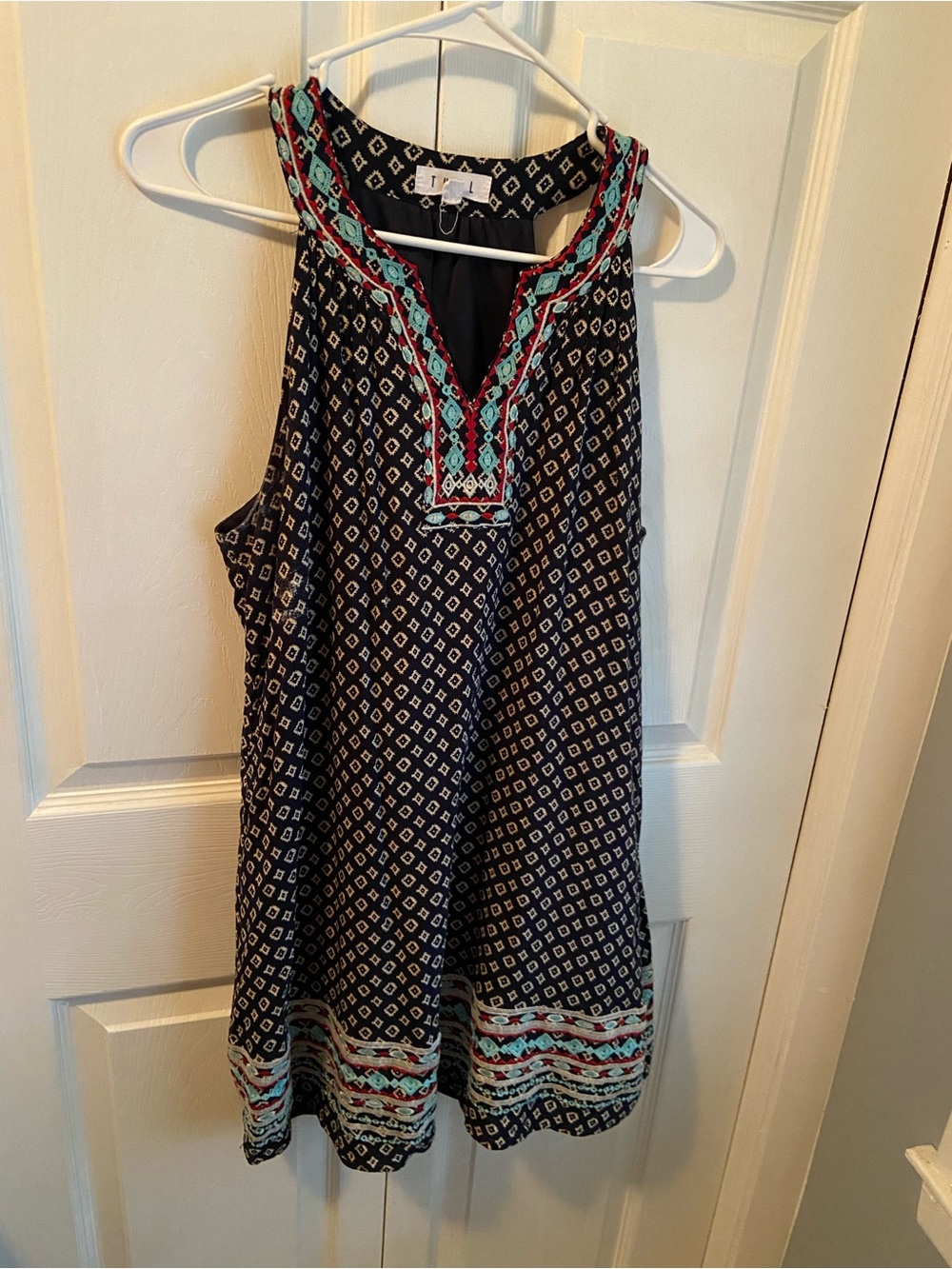THML Navy Tunic with Turquoise & Coral Embroidery